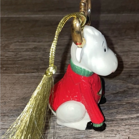 LENOX Porcelain Moose Monogram Initial “S” Christmas Tree Ornament 4” - Picture 3 of 7